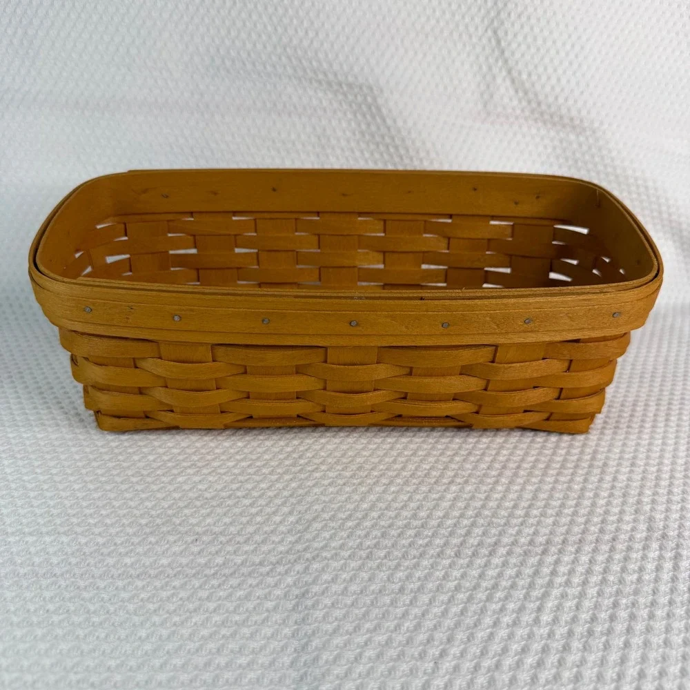 Longaberger 2000 Handwoven Slanted Rectangular Maple Wood Basket 12x6x4